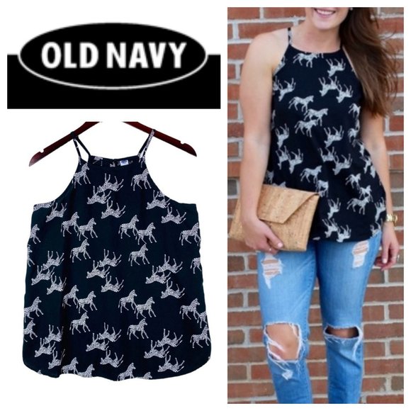 Old Navy Tops - Old Navy Medium 8 10 Tank Top Shirt Zebras Black White Safari Slvlss